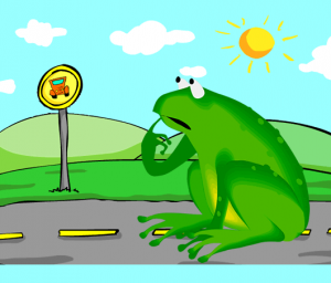 La-rana-pantano-rana-camino