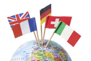 European Flags on Globe