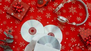 xmas items with music cd cassette