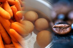 zanahoria huevos y café