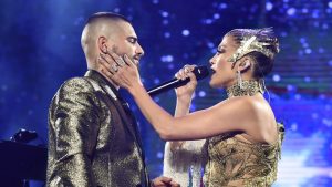Jennifer López y Maluma en concierto