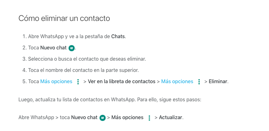 eliminar un contacto de WhatsApp 