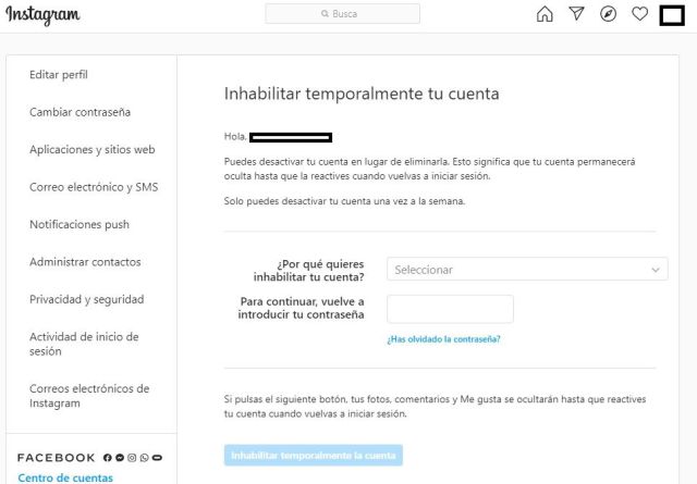 eliminar una cuenta de Instagram 