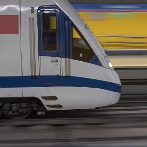 Underground train arriving at the station