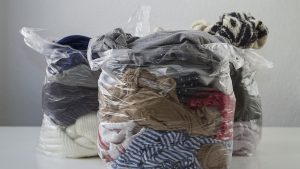 Clothes in plastic bags