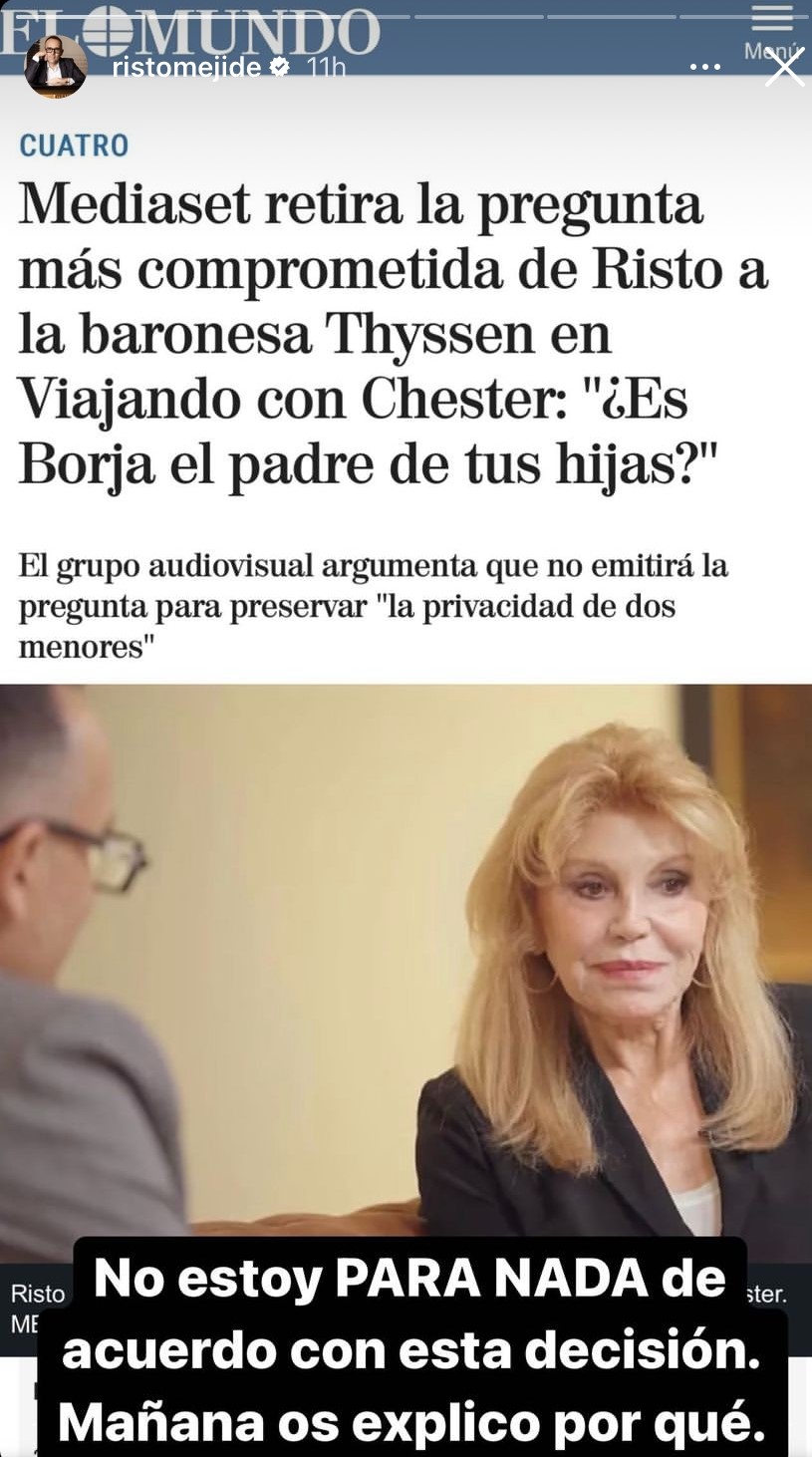 Risto Mejide comparte una noticia y aclara que no esta de acuerdo con la información.