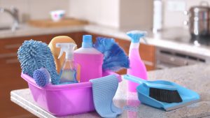 Spring cleaning equipment in kitchen