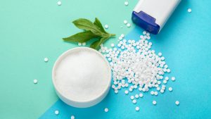 Sugar substitute on color background.