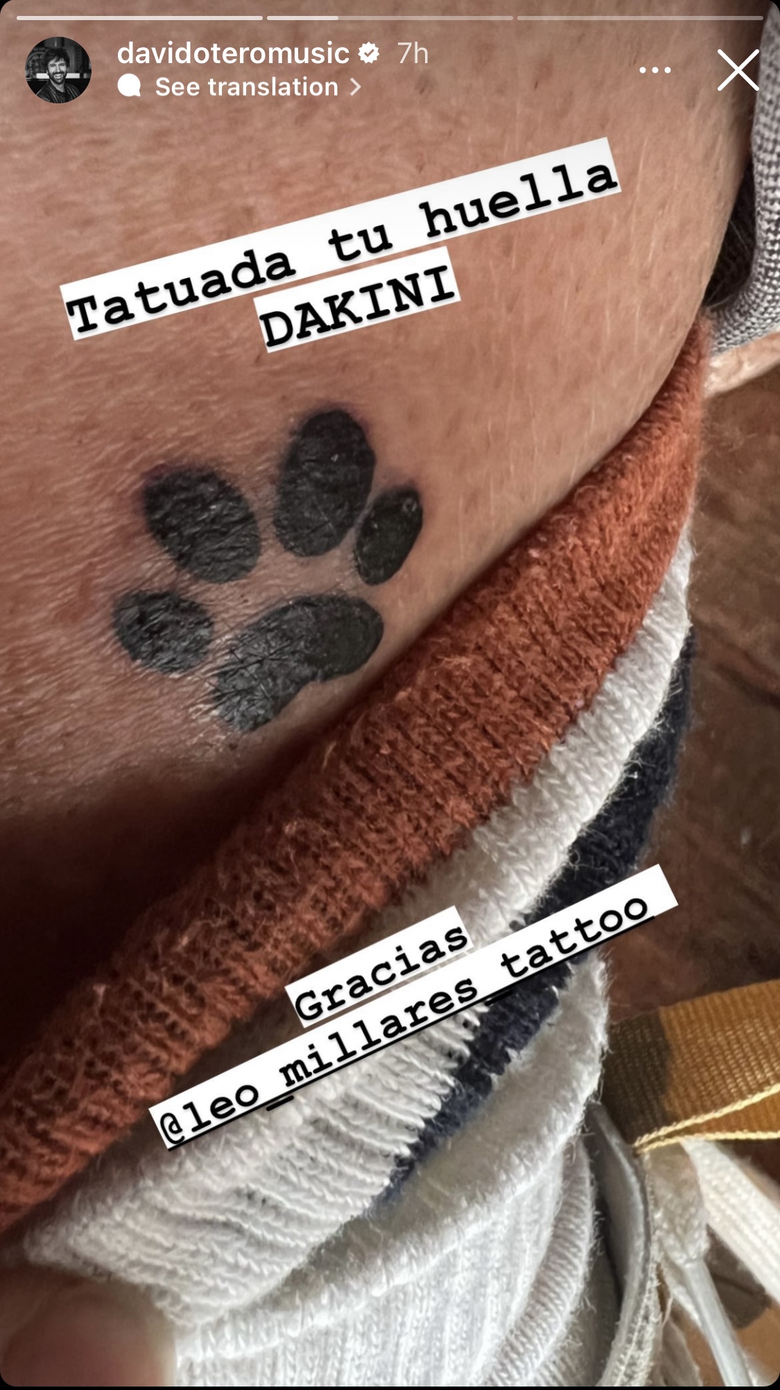 Historia de instagram de David Otero