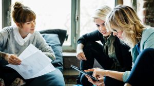Businesswomen talking during an informal meeting