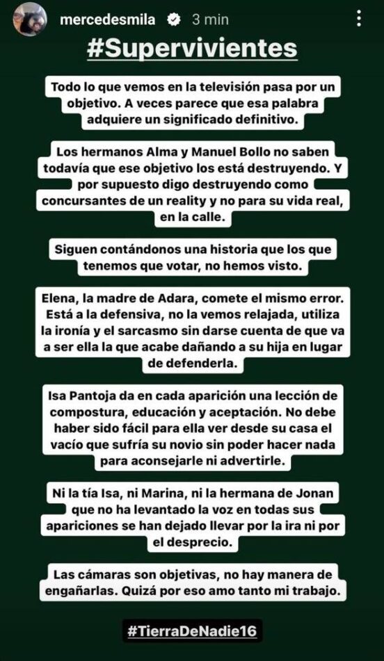 Mensaje Mercedes mila redes