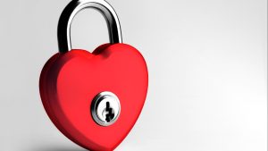 Heart shaped red padlock