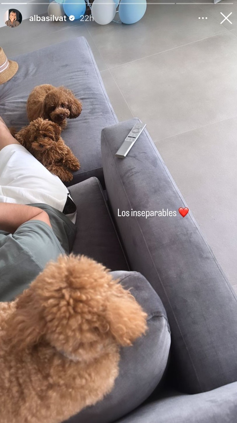 Sergio Rico descansando junto con sus perros.
