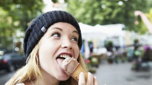 portrait of a young woman with an ice cream
