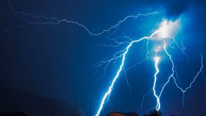 Powerful lightning strike