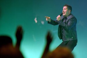 Singer Lucas Gonzalez live on stage at one of their last