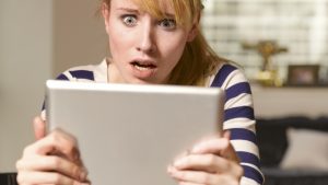 Young woman shocked by internet porn