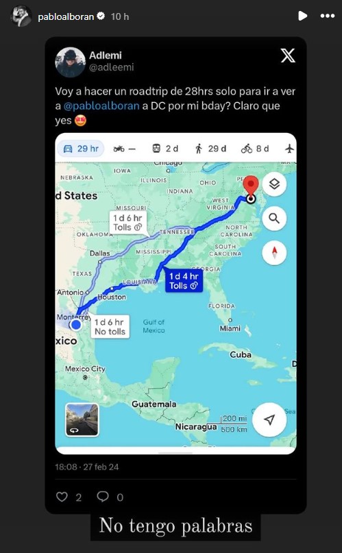 Pablo Alborán captura de una seguidora