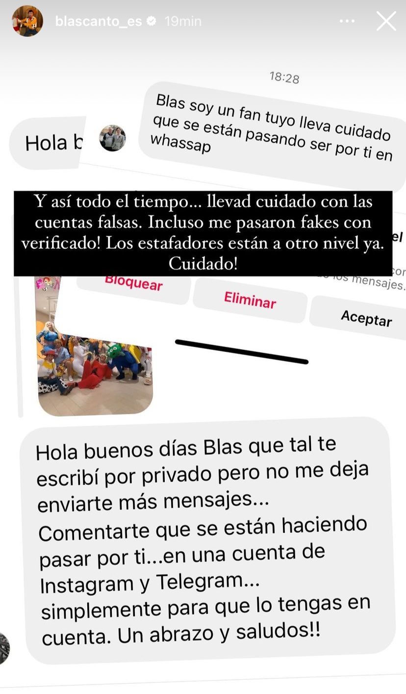 Historia de Instagram de Blas Cantó