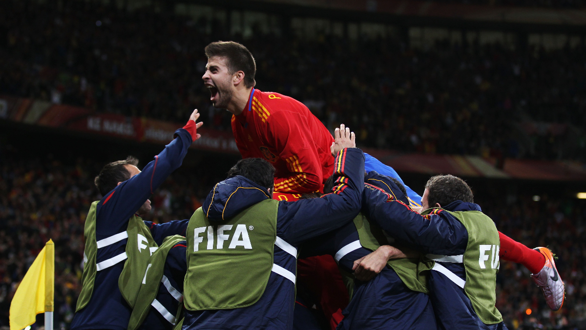 Piqué en el Mundial de 2010 en Sudáfrica