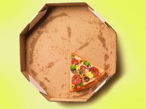 Piece of pizza packaging