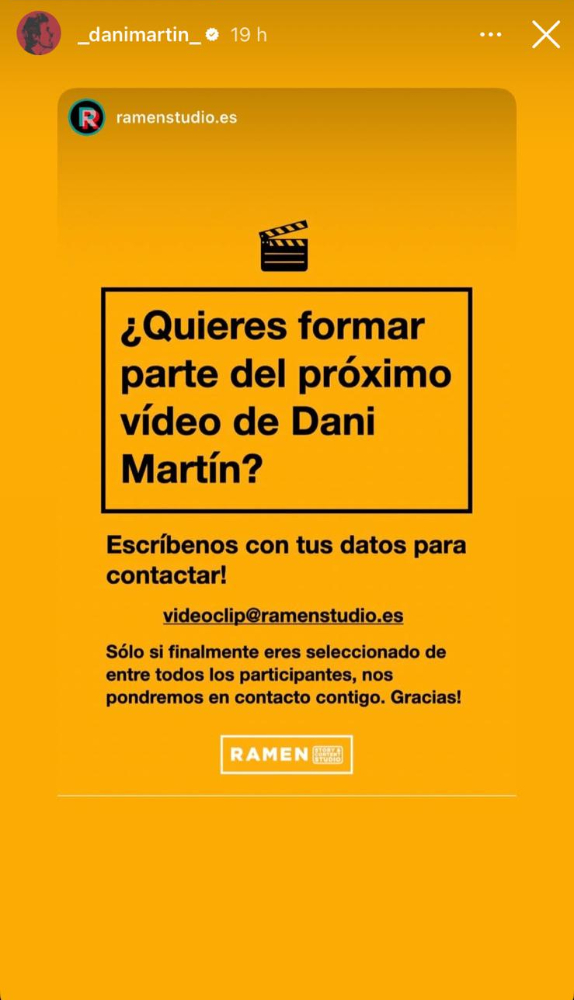 Anuncio para participar en el videoclip de Dani Martín