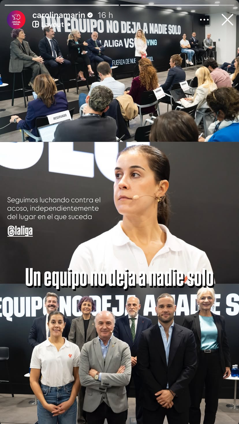 Carolina Marín en el acto contra el acoso escolar de LaLiga