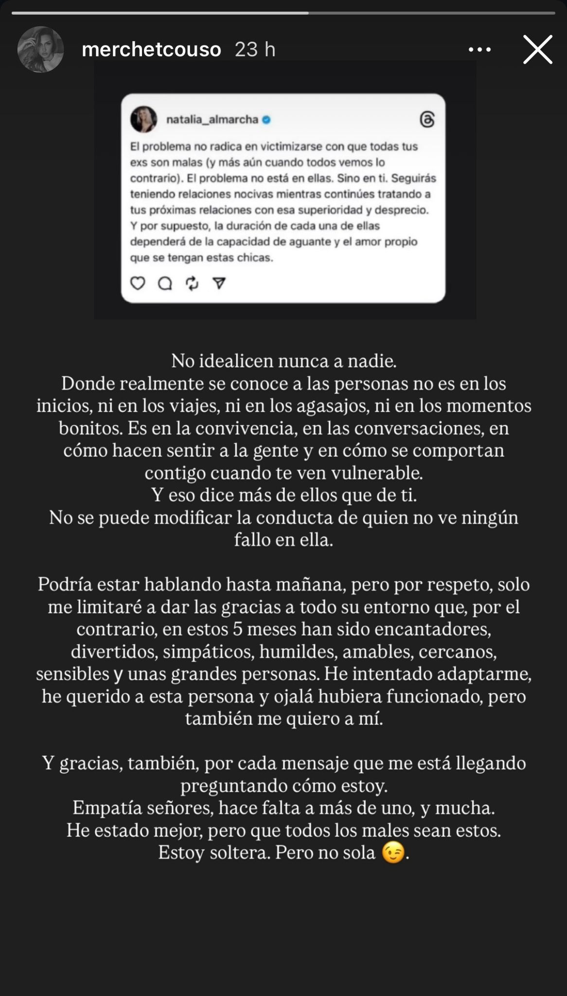 Historia de Merche Torre en Instagram