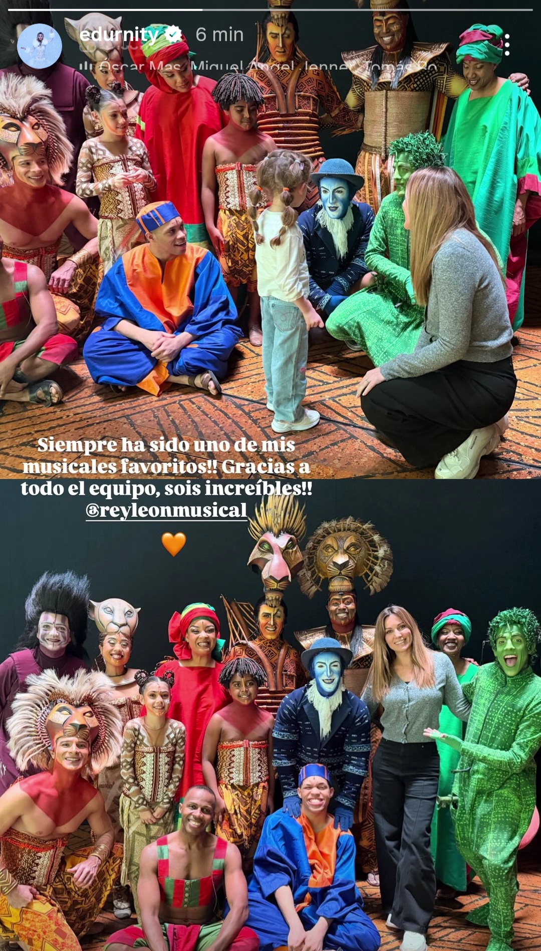 Edurne y Yanay en 'El Rey León'