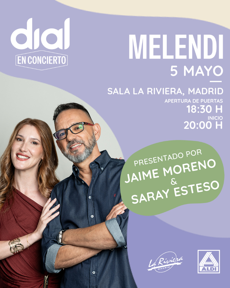 Saray Esteso y Jaime Moreno, presentadores de Dial en Concierto con Melendi