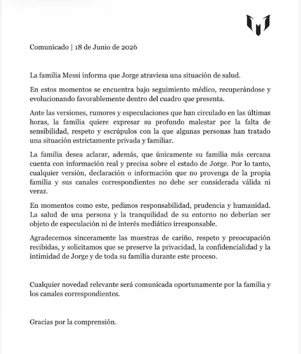 Comunicado familia Messi