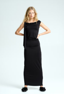 Vestido negro con drapeado HyM
