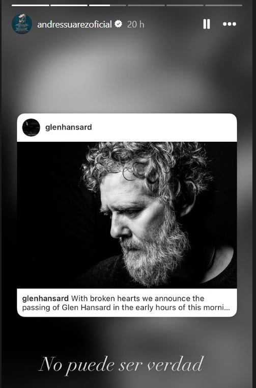 Andrés Suárez reacciona al fallecimiento de Glen Hansard