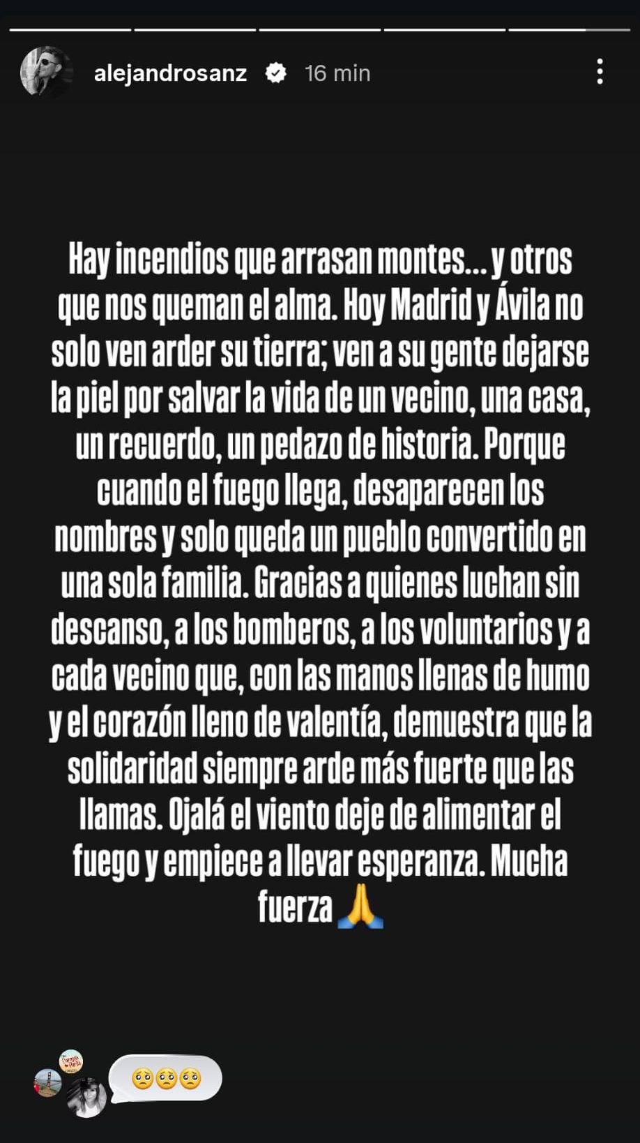 Mensaje de Alejandro Sanz