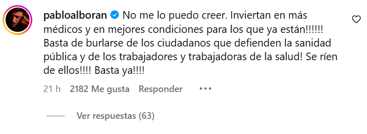 Comentario de Pablo Alborán
