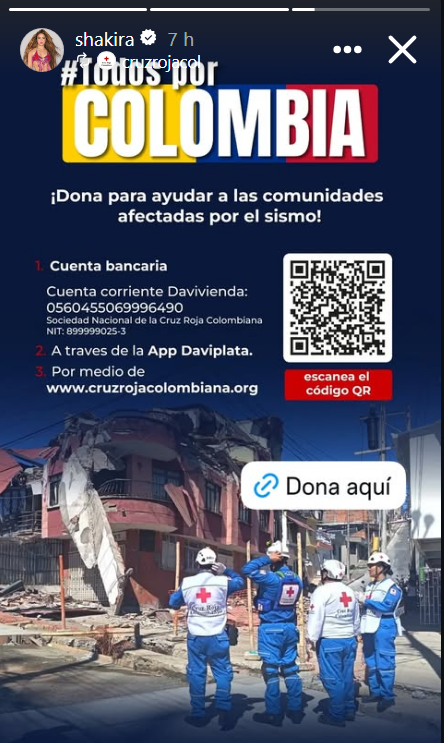 Donaciones tras el terremoto de Colombia