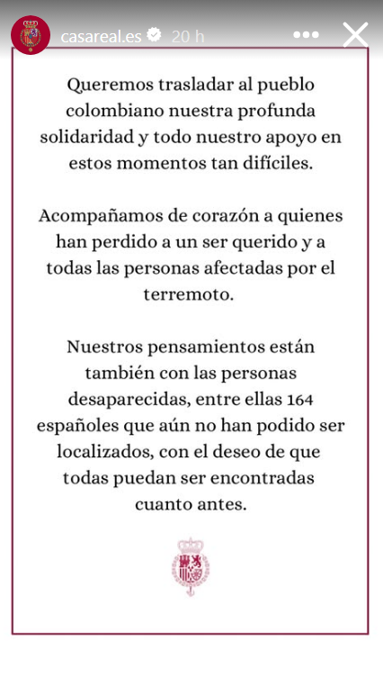 Mensaje de la Casa Real