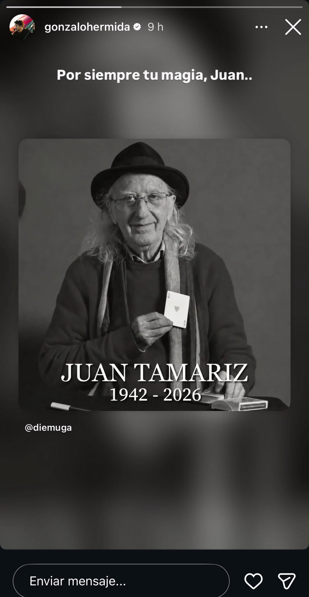 Mensaje tras la muerte de Juan Tamariz