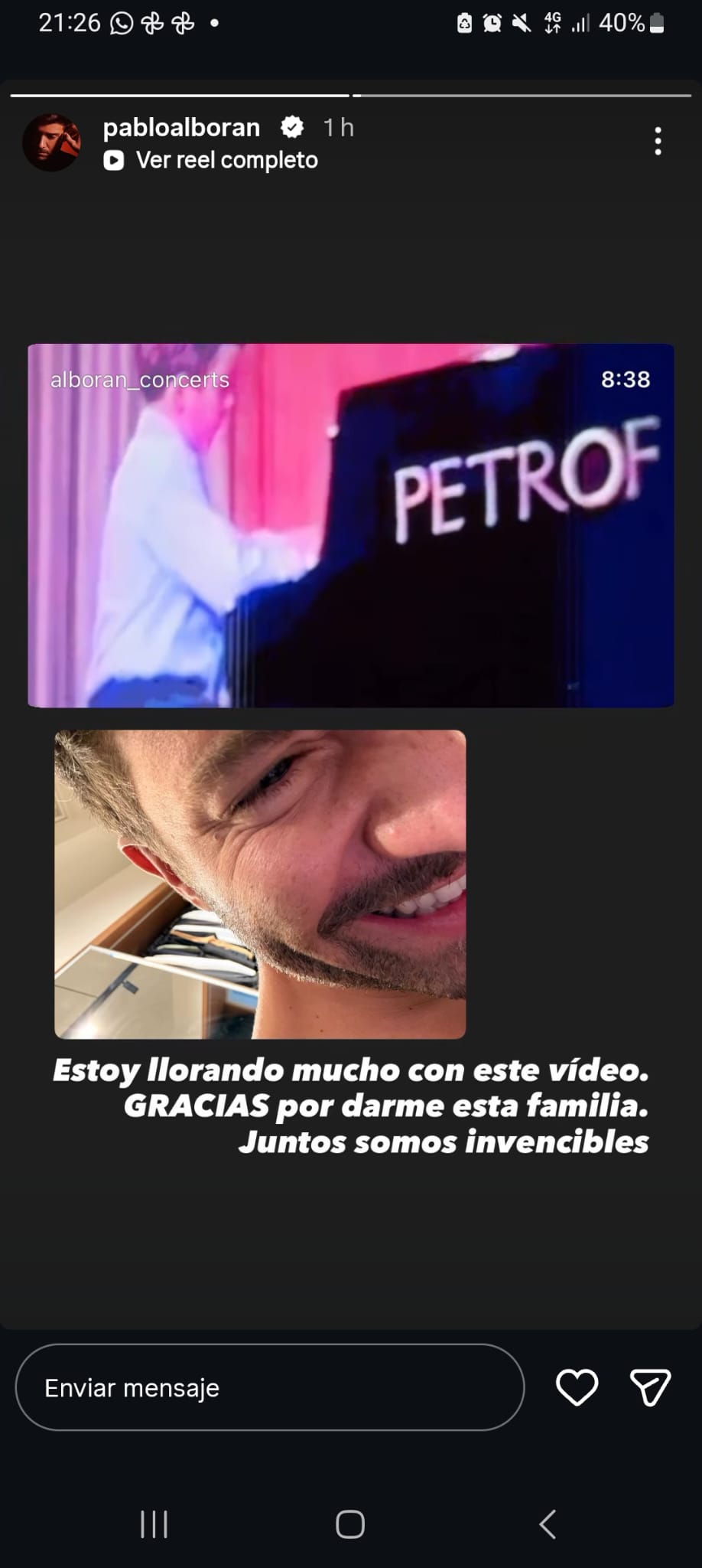 Pablo Alborán reacciona al cariño de sus seguidores