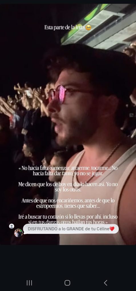 Blas Cantó en el concierto de Céline Dion en París